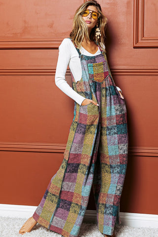 Multicolor Brushed Checkered Overalls