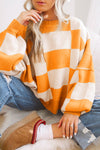 Checkered Bishop Sleeve Sweater | 3 Colors