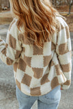 Brown Checkered Sherpa Jacket