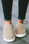 Pale Khaki Two-tone Knitted Warm Homewear Slippers