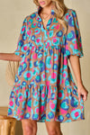 Boho Leopard Print Ruffled Dress