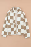 Brown Checkered Sherpa Jacket