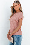 Pink Checkered Textured Knit Top