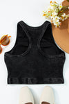 Cropped Black Mineral Wash Tank Top