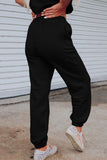 Black Textured Cropped Top & Jogger Pants Set