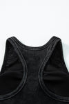 Cropped Black Mineral Wash Tank Top