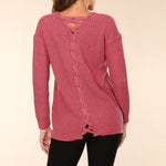 Lace Back Detail Sweater - Pink
