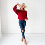 Dolman Sleeve Sweater Top -  Burgundy