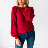 Dolman Sleeve Sweater Top -  Burgundy