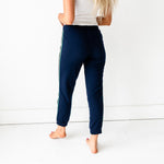 French Terry Joggers - Navy/Teal Stripe