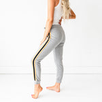 French Terry Joggers - Grey/Yellow Stripe