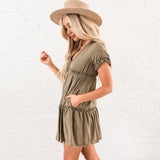 Ruffle Tiered Dress - Olive