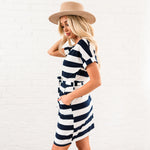Striped Tee Shirt Dress - Navy