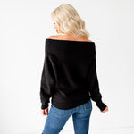 Dolman Sleeve Off Shoulder Sweater - Black